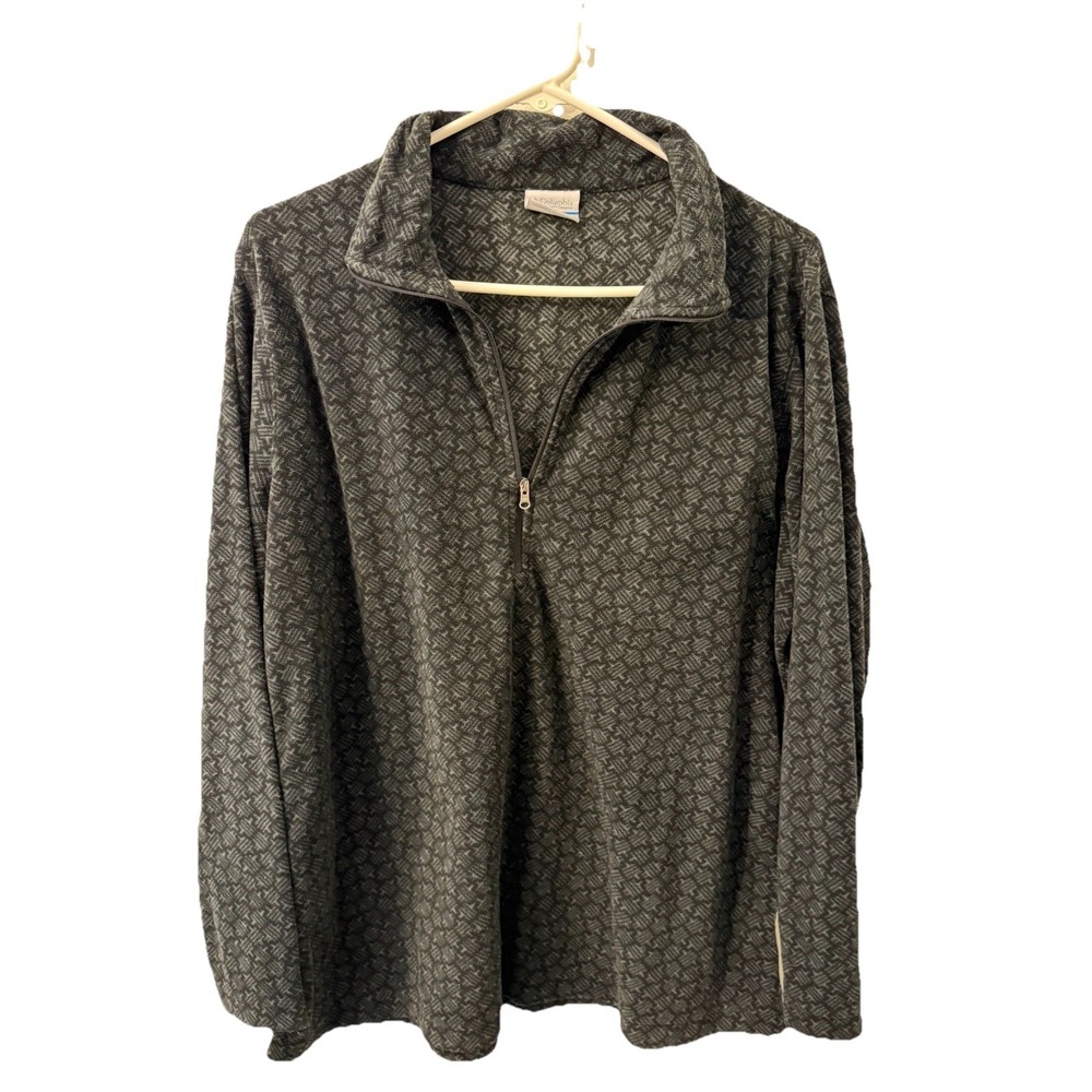 Columbia Fleece Pullover Womens 1X Black Gray Quarter Zip Jacket Plus Size Cozy